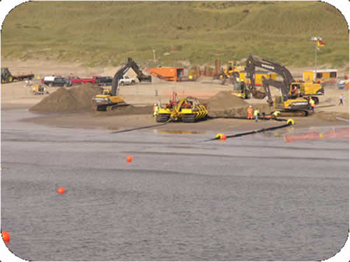 Subtrench Two Trenching Machine: On the Beach Ready to Trench 210mm OD Power Cable. Click to go back.